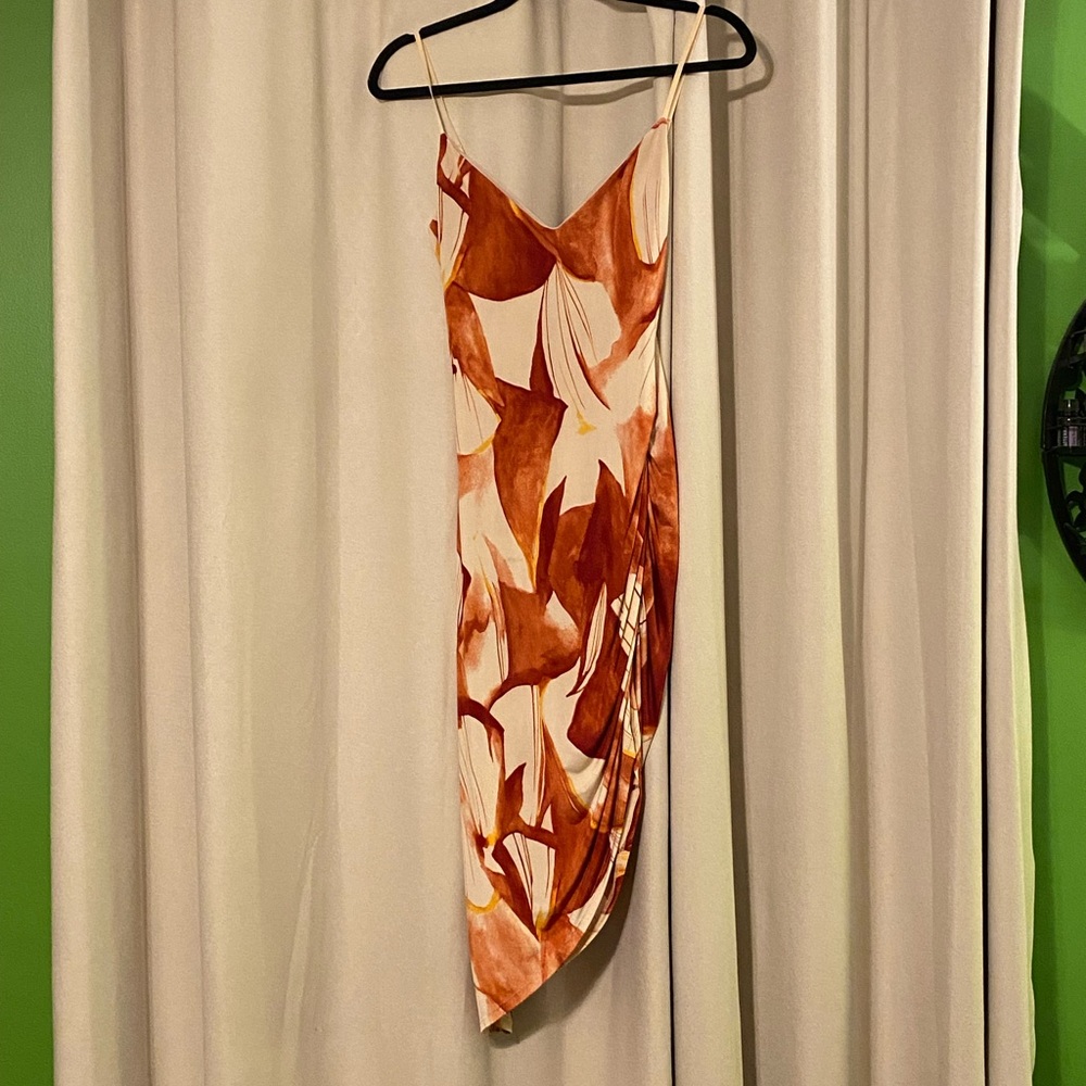 Abstract Orange and White Dress